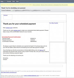 ‘Thanks For Scheduling Your Payment’ Verizon Email Is A Fake