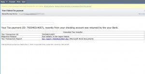 Fraudulent IRS Email Message